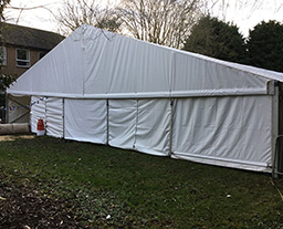 Reception tent for speech venue with flooring