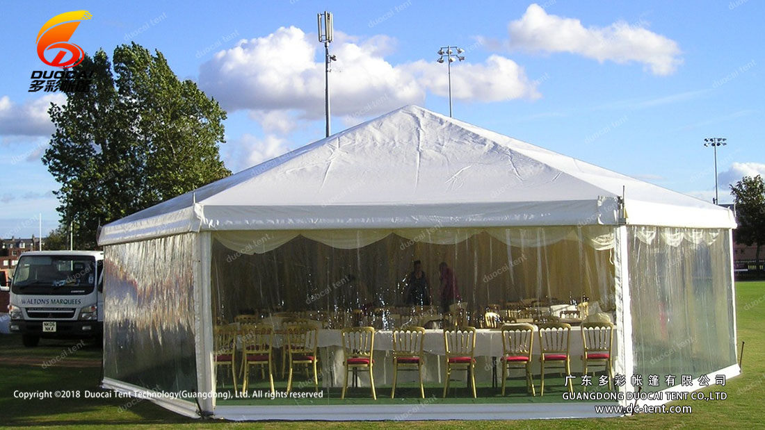 Hex end marquee for wedding reception