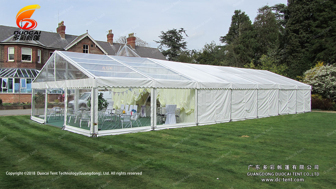 Transparent PVC wedding marquee with lining decoration
