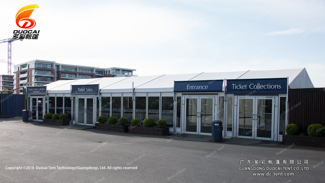 Reception of the ticket office with tent