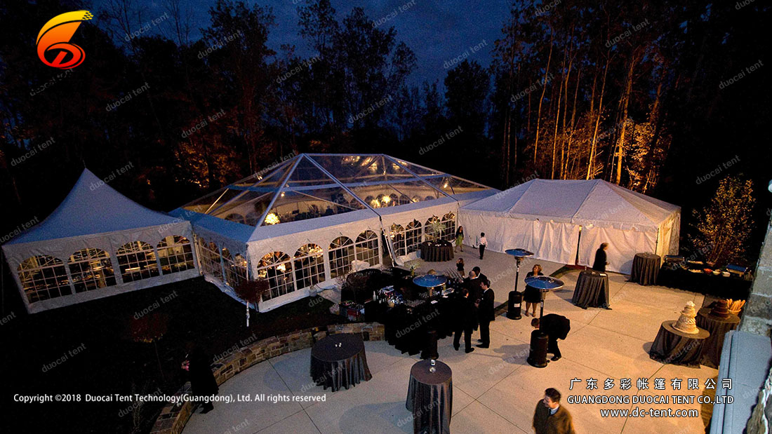 Business tent at night