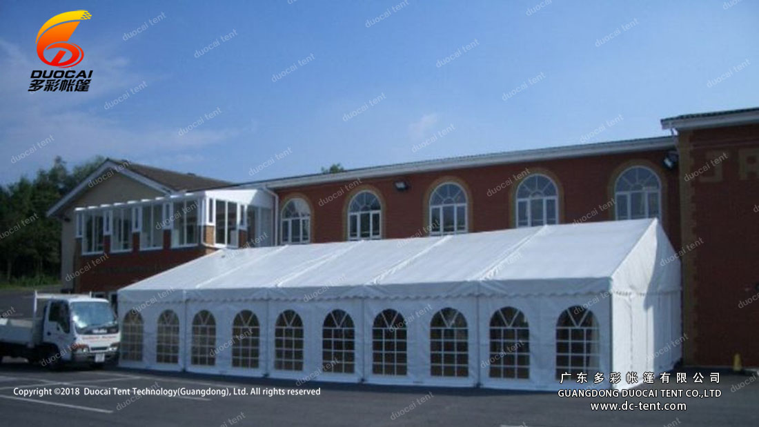 Event tent with PVC window and lining decoration