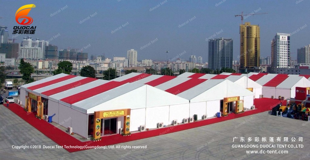 Food festival, exhibition hall tent with red white color PVC fabric