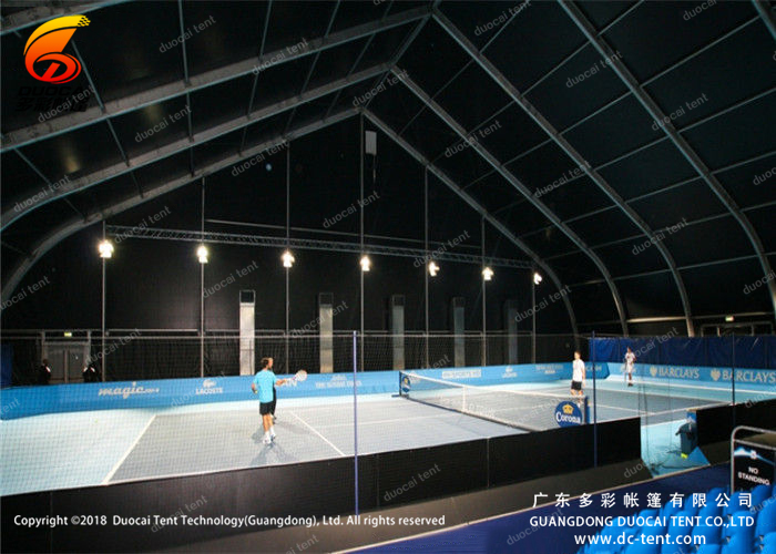 Curved roof for tennis court