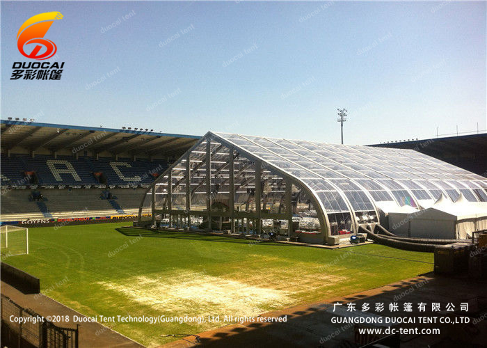 Curved roof tent for indoor sport event