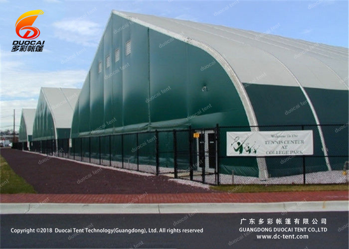Curved roof tent for indoor sport event