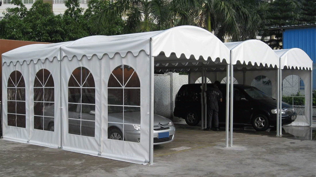 garage built with tent