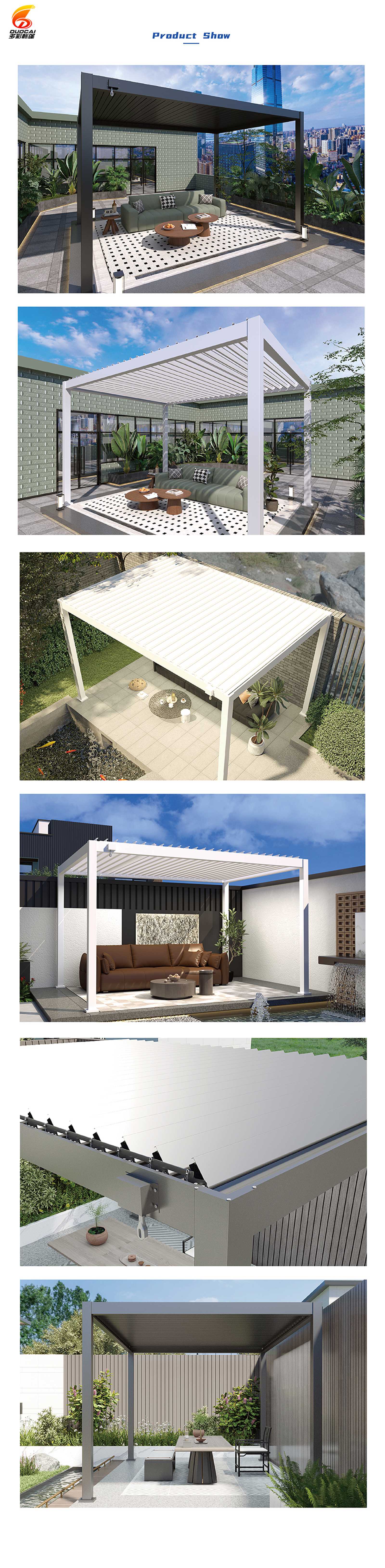 Perspective aluminum Louvered Pergolas  with Adjustable Roof
