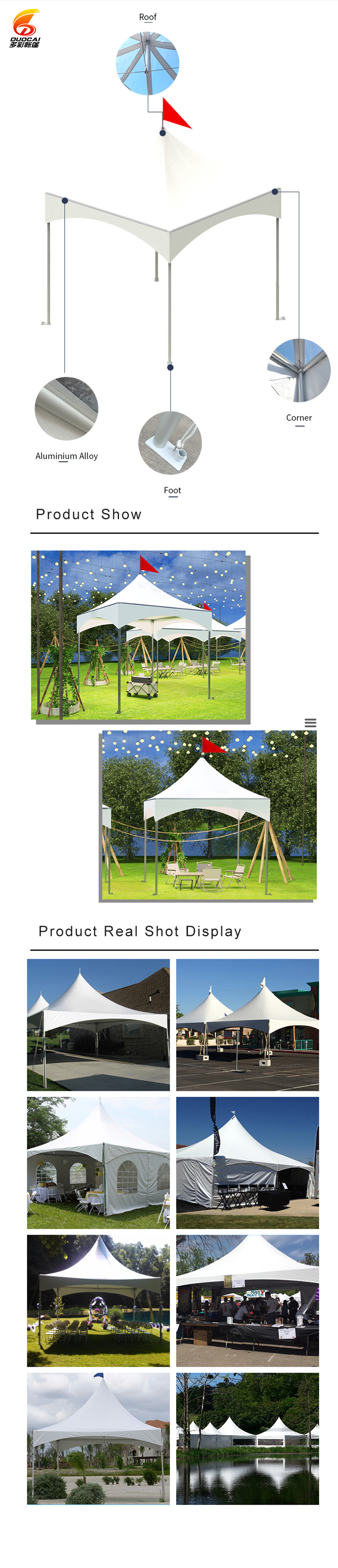 Aluminum Alloy Structure Pvc Canopy  UV Resistant Pagoda Tent