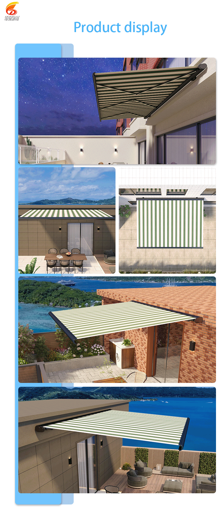 New Design Motorized Full Cassette Retractable Awning for Customize