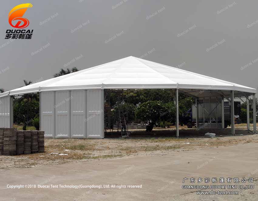 Hexagonal tent with PVC wall or glass wall