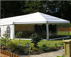 Hex end marquee for wedding reception