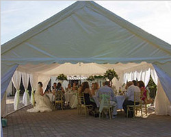 Outdoor marquee tent for banquet with all decoration