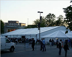 Music festival tent in UK community