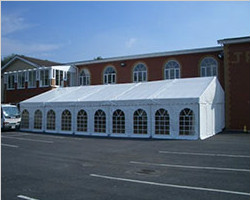 Event tent with PVC window and lining decoration