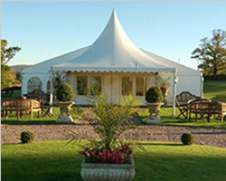 Outdoor marquee for reception hall and event venue