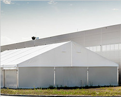 Industrial store tent with ABS wall accessory.