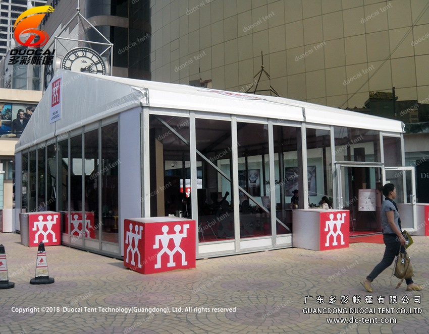 European outdoor temporary structure tent with glass walls