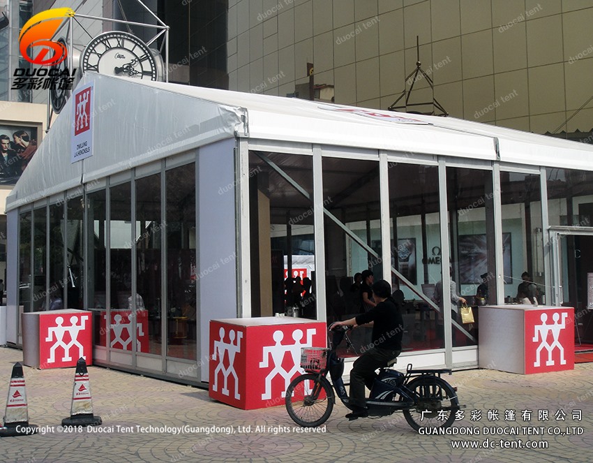 European outdoor temporary structure tent with glass walls