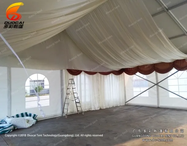 Outdoor commercial tent system with roof decoration
