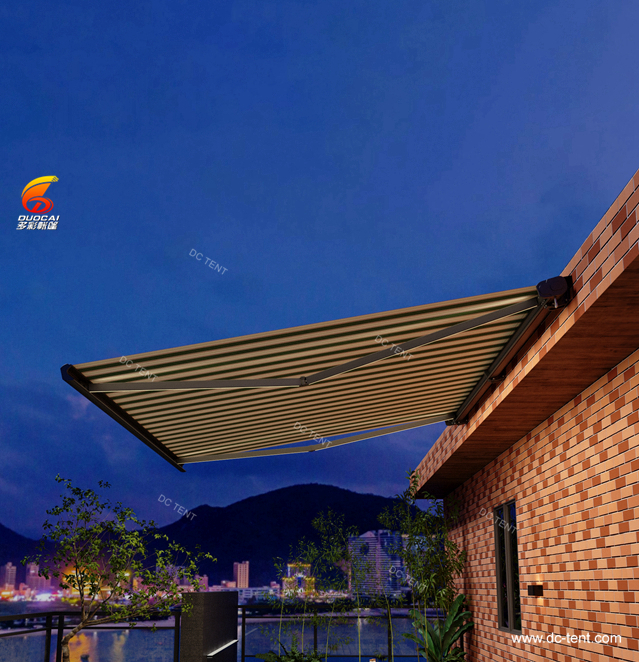 Led light Motorized Retractable Full Cassette Awning 