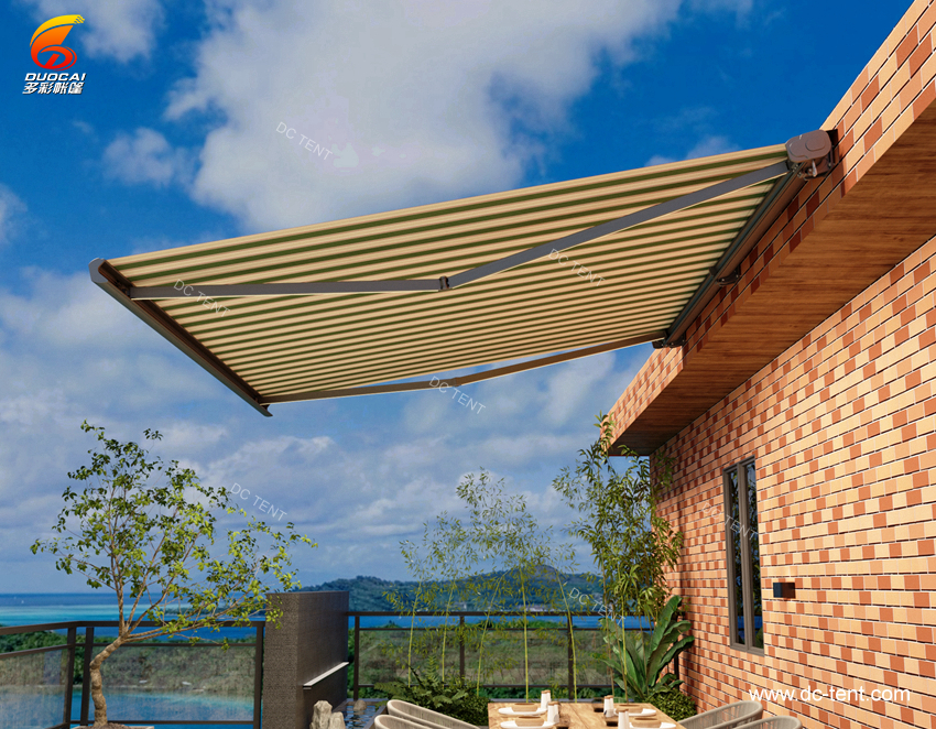 Motorized Retractable Full Cassette Awning For Patio