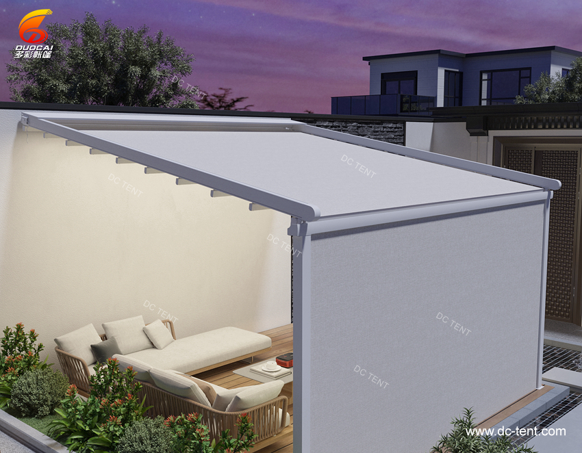 Outdoor Garden Motorized Retractable PVC Roof Aluminum Pergola
