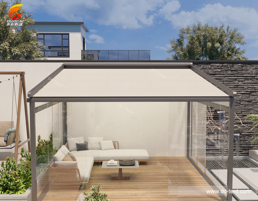 Aluminum Frame PVC Retractable Roof Pergola Awning