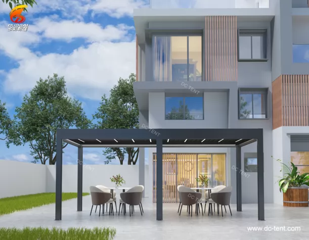 Roof Aluminum louvered pergola outdoor with blinds