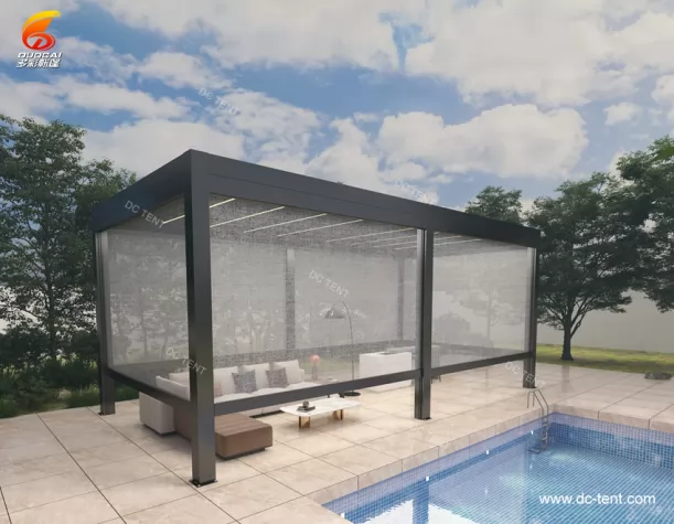 Roof Aluminum louvered pergola outdoor with blinds