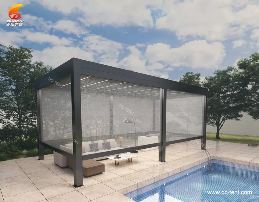 Roof Aluminum louvered pergola outdoor with blinds