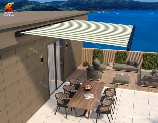 Electric full caeesette waterproof sunshade with light arm