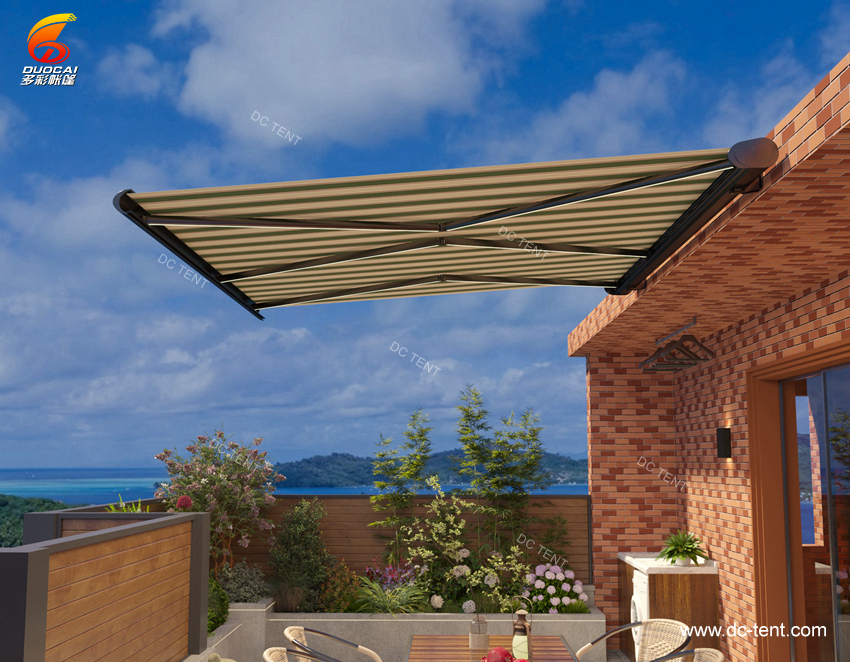 outdoor full cassette motorized aluminium waterproof retractable awning for garden