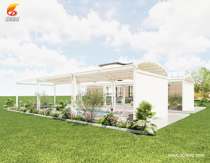 Outdoor balcony electric telescopic PVC roof pergola