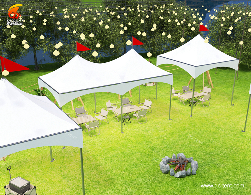 A waterproof and UV resistant double peak tent with large capacity and convenient installation