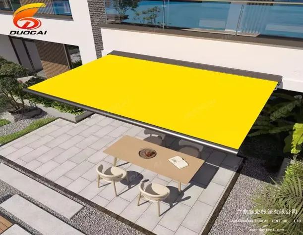 Fashionable LED Garden Sunshade Motorized Heavy Duty Full Cassette Awning