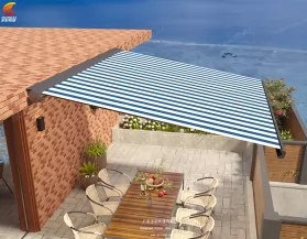 Acrylic Awnings Outdoor Garden Heavy Duty Full Cassette Remote Controlled Aluminum Automated Awning Retractable