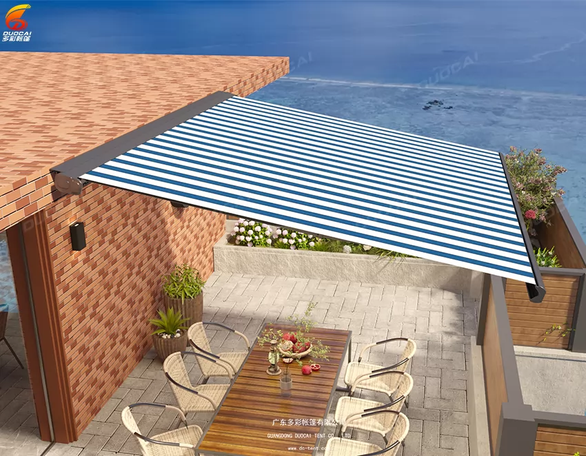 Acrylic Awnings Outdoor Garden Heavy Duty Full Cassette Remote Controlled Aluminum Automated Awning Retractable