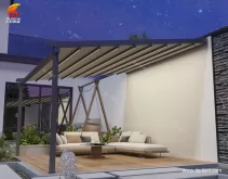 PVC Retractable Roof Pergola Awning System With LED Lights