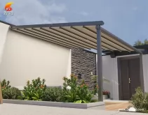 PVC Retractable Roof Pergola Awning System With LED Lights