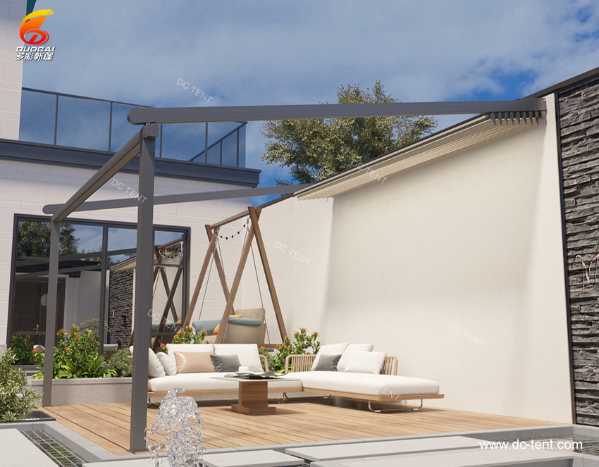 Aluminum Frame PVC Retractable Roof Pergola Awning