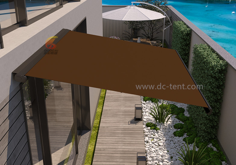 How does a high-end resort use full-box awnings to increase occupancy rate