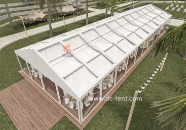 At the outdoor music festival, the transparent party tent presented highlights