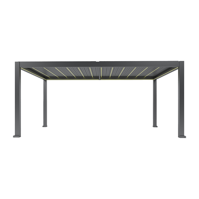Electric Aluminum Louvered Pergola LED Lights Rainproof Gazebo