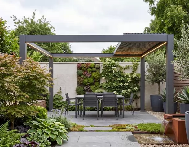  Perspective aluminum Louvered Pergolas  with Adjustable Roof