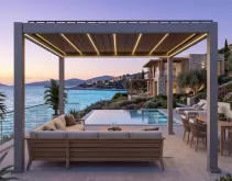 Outdoor Louvered Pergola Aluminum Frame Steel Garden Gazebo  Handle Hook Control