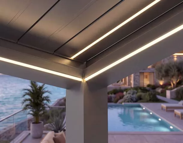 Outdoor Louvered Pergola Aluminum Frame Steel Garden Gazebo  Handle Hook Control