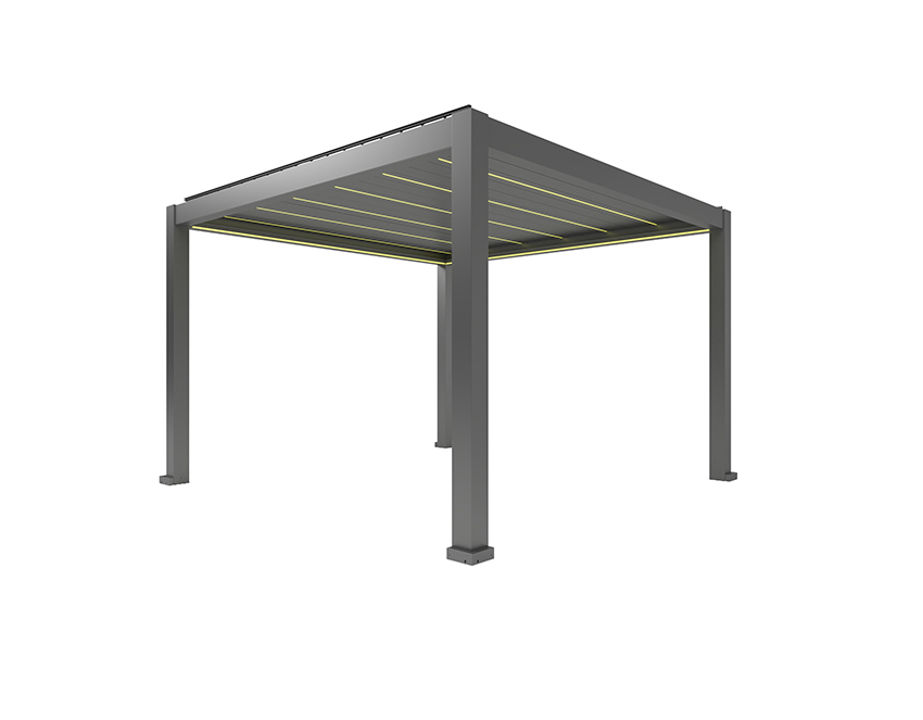 Outdoor Louvered Pergola Aluminum Frame Steel Garden Gazebo  Handle Hook Control
