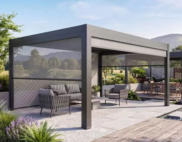 Ventilation and breathability Courtyard pavilion Louvered Pergolas