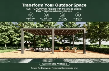 Motorized Louvered Aluminum Pergola – Smart Adjustable Shade & Rain Protection 